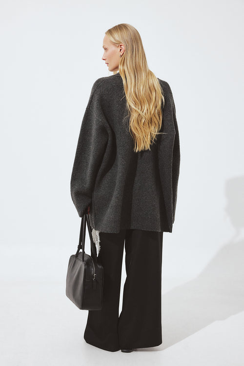 Cardigan Azéline — Dark grey melange — alternate view 1