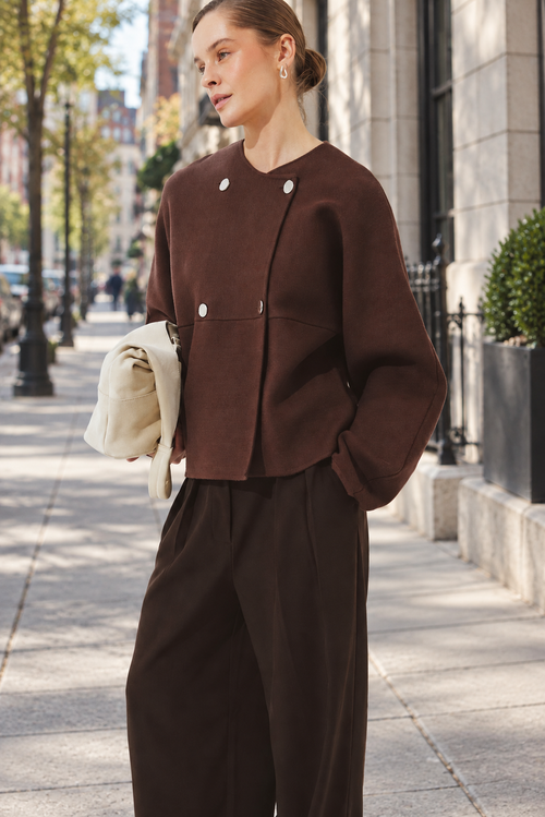 Cardigan Célïane — Brown — streetwear look
