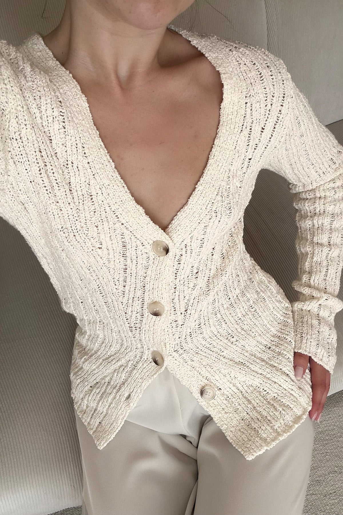 Cardigan Iséline — Cream — alternate view 1