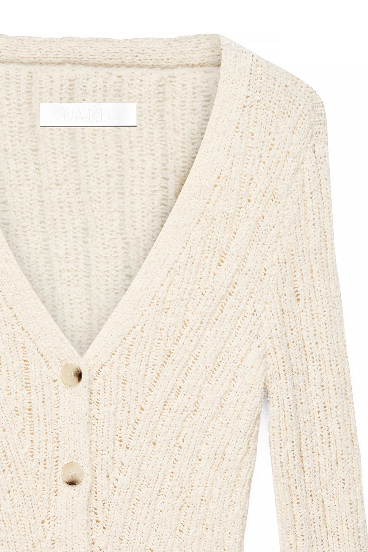 Cardigan Iséline — Cream — fabric detail