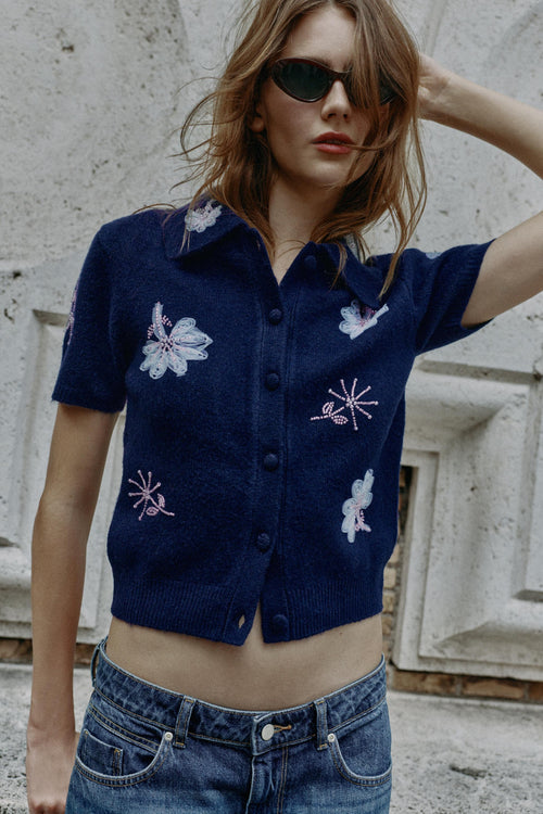 Cardigan Lyséa — Ink blue — alternate view 1