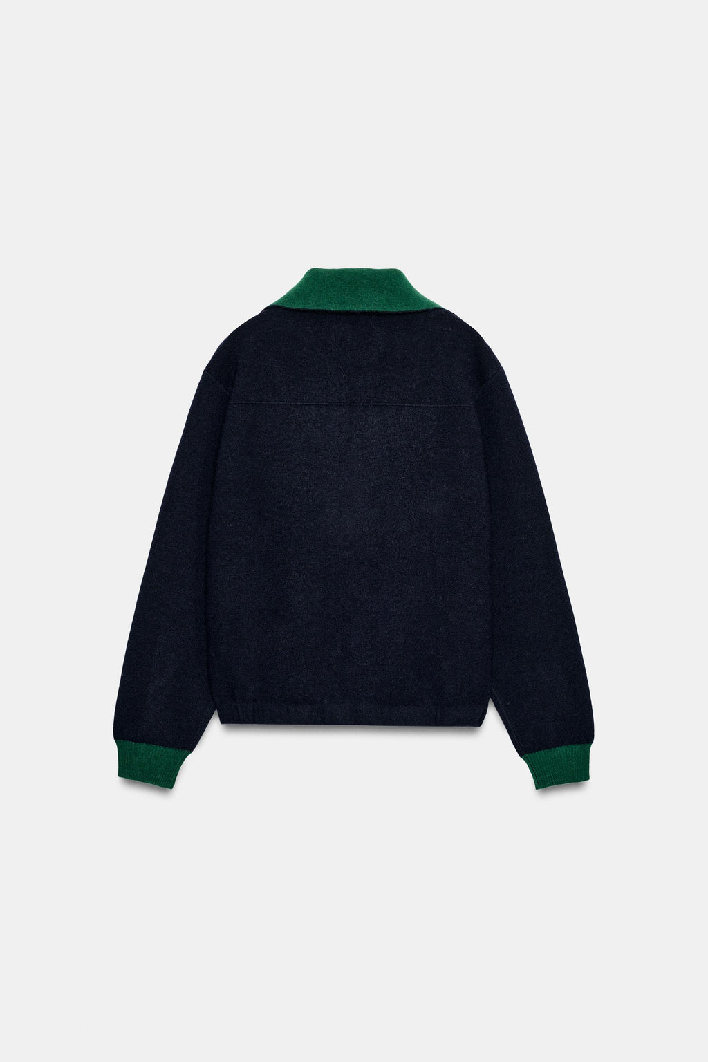 Cardigan Mavélia — Navy blue with green contrast details — alternate view 3
