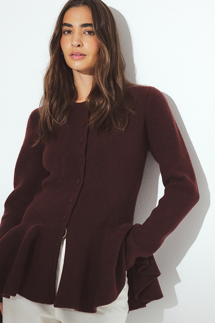 Cardigan Nérys — Burgundy — alternate view 1