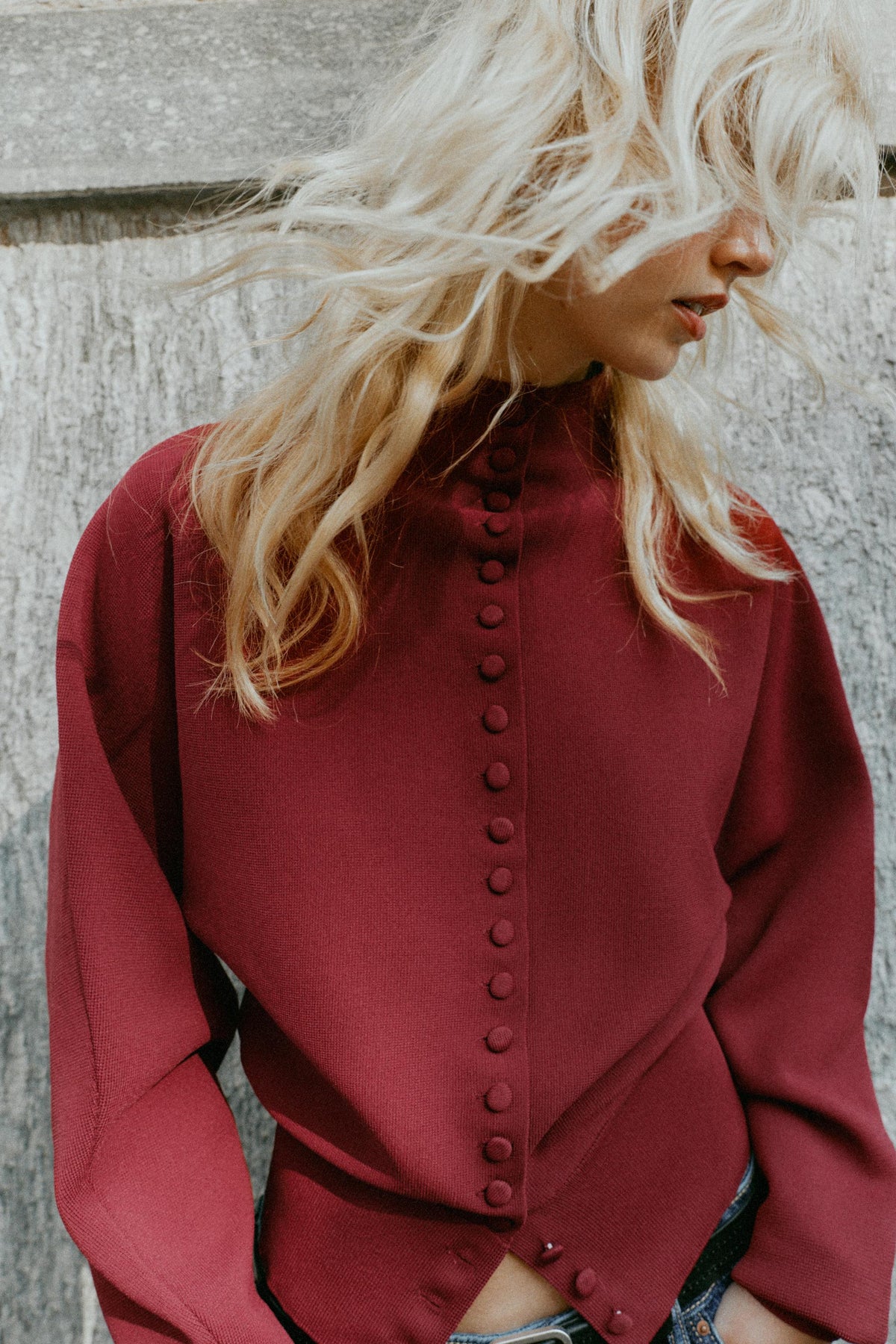Cardigan Névalia — Burgundy — alternate view 1