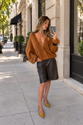 Cardigan Oréane — Burnt orange — streetwear look