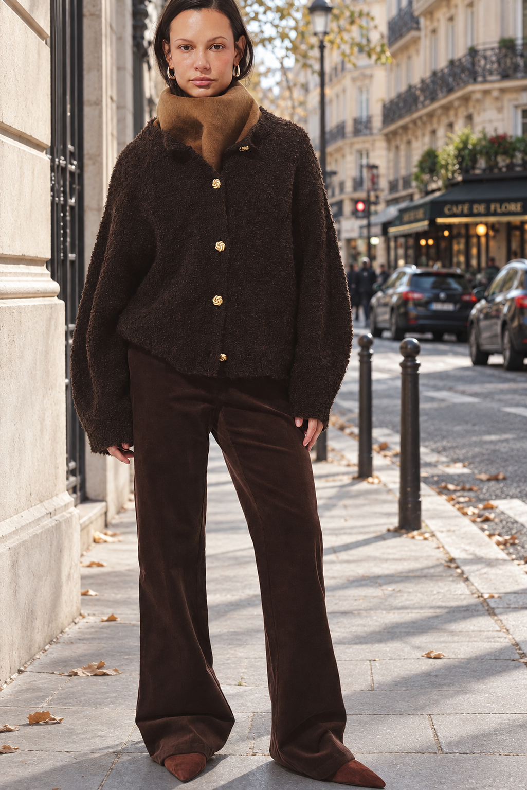 Cardigan Séloria — Brown — streetwear look