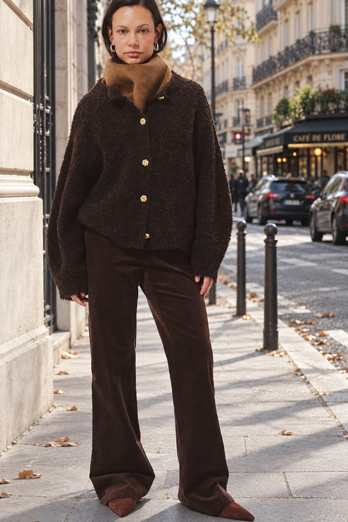 Cardigan Séloria — Brown — streetwear look