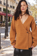 Cardigan Sorélia — Camel brown — streetwear look