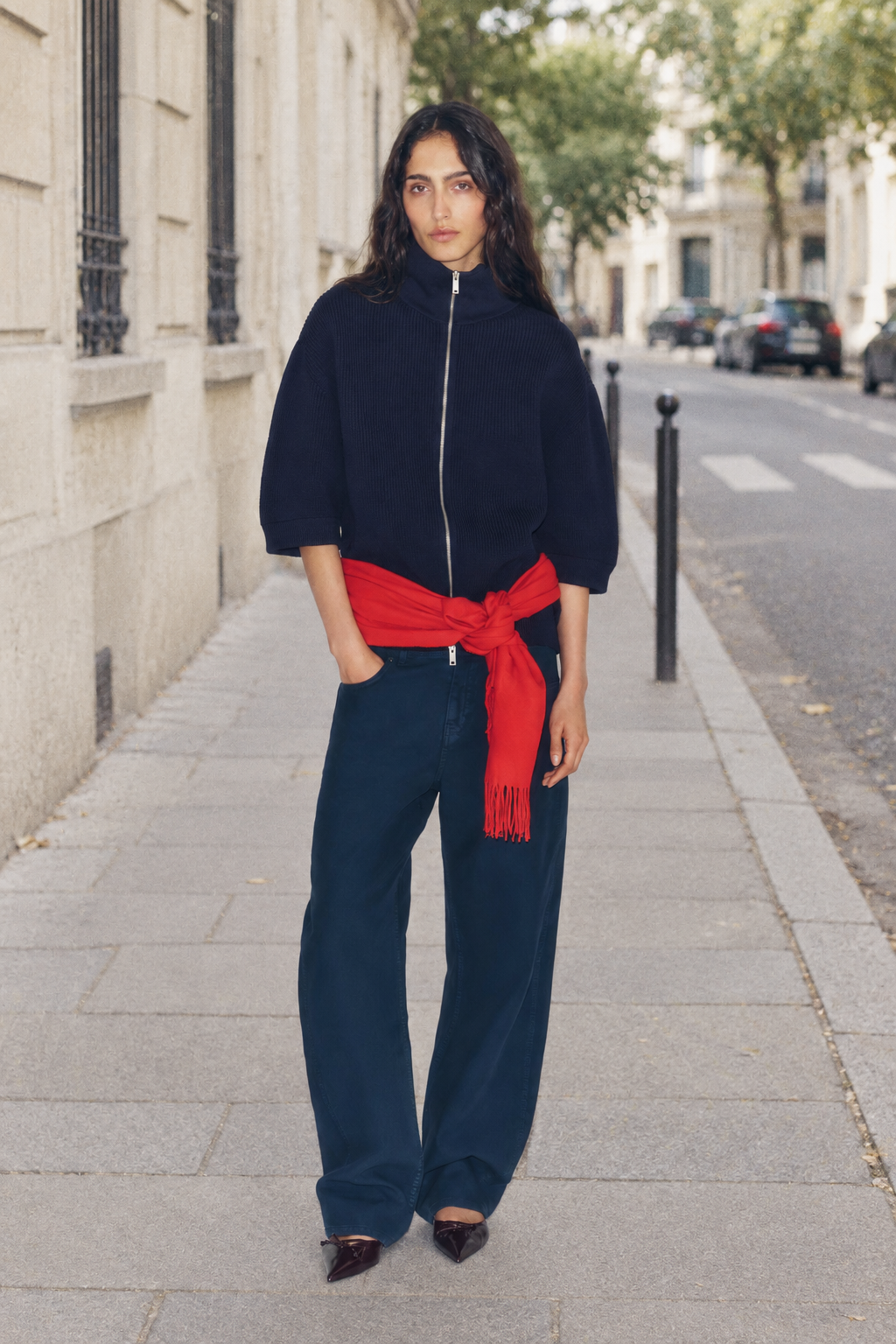 Cardigan Soryane — Navy blue — streetwear look