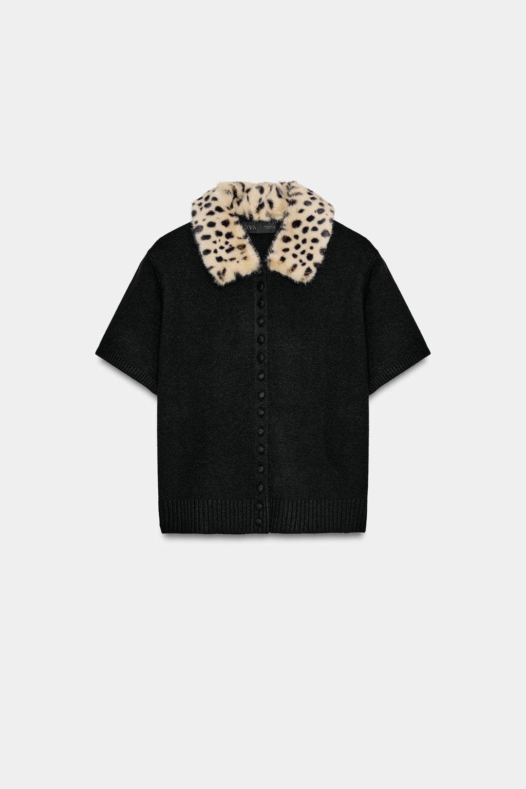 Cardigan Vanyss — Black with a leopard-print collar — alternate view 3