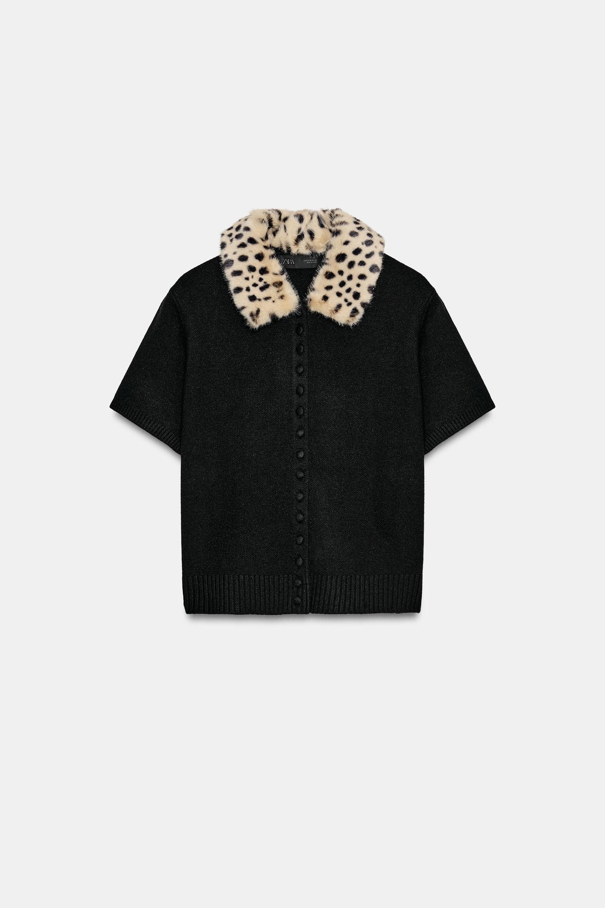 Cardigan Vanyss — Black with a leopard-print collar — alternate view 3